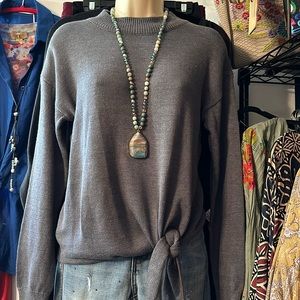 NWT grey Sweater with tie at waist
